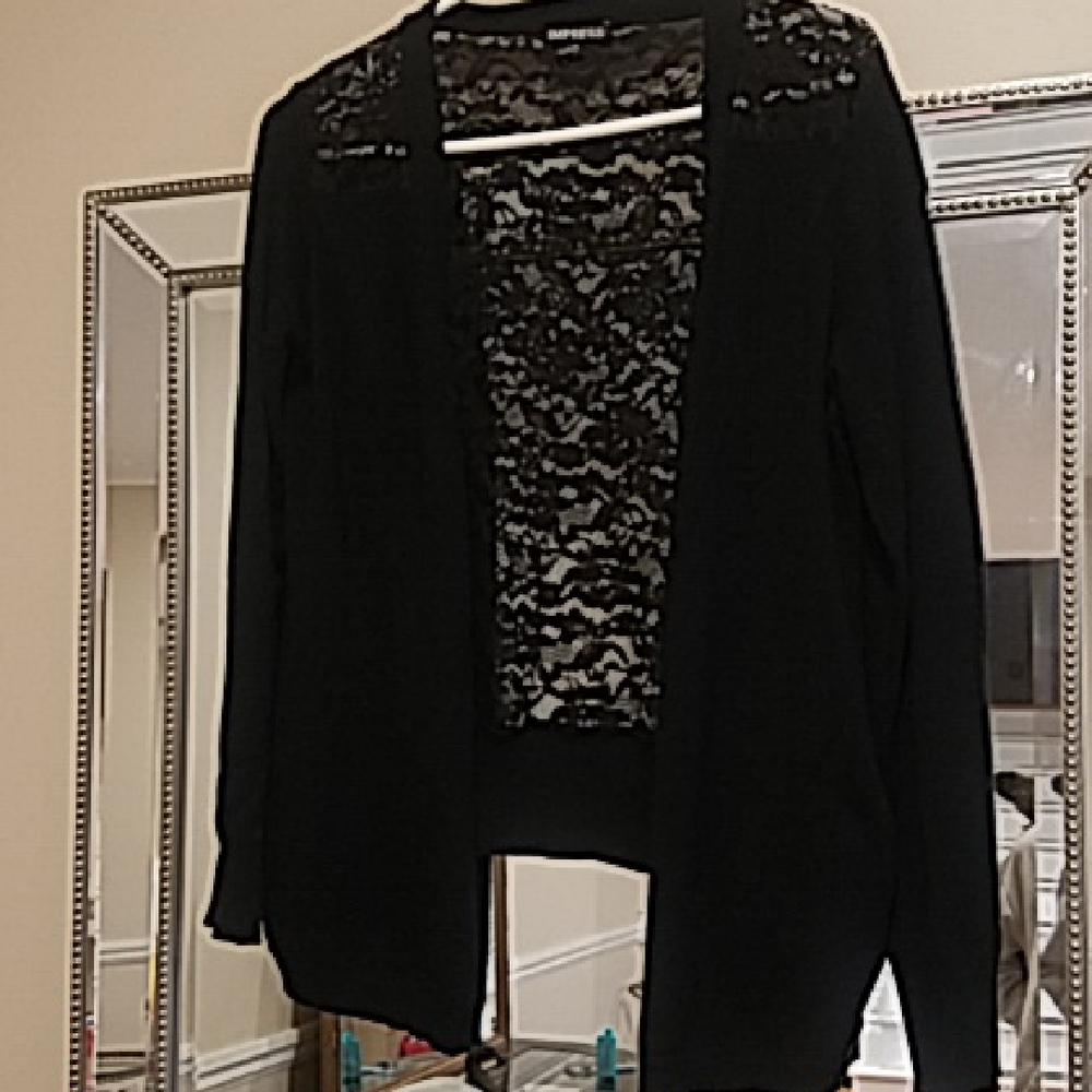 Impress Black Lace Back Detail Cardigan Sweater